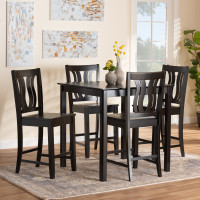 Baxton Studio RH338P-Dark Brown-5PC Pub Set Baxton Studio Fenton Modern and Contemporary Transitional Dark Brown Finished Wood 5-Piece Pub Set